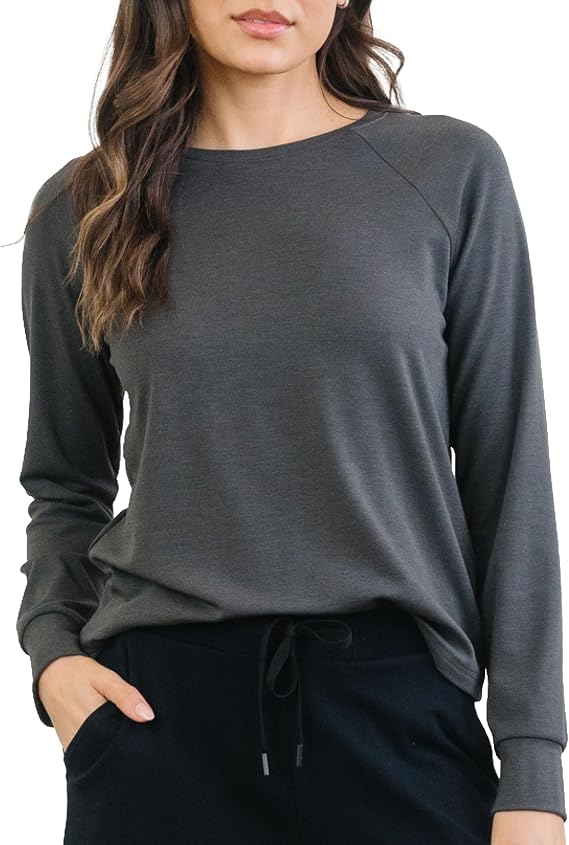 Cozy Earth Women's Pullover Crew Neck Sweater, Relaxed Fit Sweatshirt