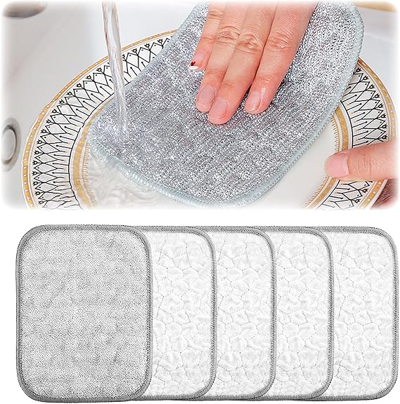 Jiexily 2025 New Multipurpose Wire Dishwashing Rags for Wet and Dry, Reusable Metal Scrubbing Pads Sponge Cloths, Non-Scratch Wire Dishcloth for Cleaning Kitchen Dishes, Sinks (5 Pcs)