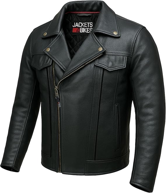 OUTRIDER Men's Buffalo Leather Motorcycle Jacket CE Armor, Airflow Black S