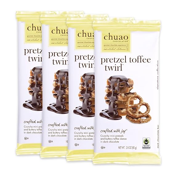 Chuao Chocolatier Chocolate Bar Pretzel Toffee Twirl 4 Pack