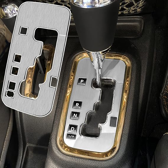 Gear Shift Box Frame Cover Trim Sticker Compatible with Jeep Wrangler Aluminum Inner Accessories Protection 2012-2018 (Silver)