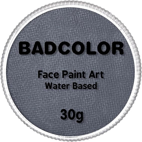 Grey Face Body Paint(30gm), Water Activated Gray Face Painting Kit for Kids & Adults, Non-Toxic SFX Makeup Facepaint for Halloween Grayscale Raven Zombie Costume Cosplay Parties