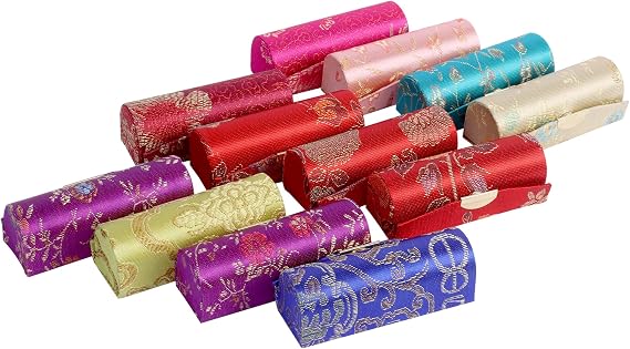 12Pcs Lipstick Case Holder with Mirror, Retro Floral Cosmetic Storage Box, Lipstick Holder Box for Women Girls (1)