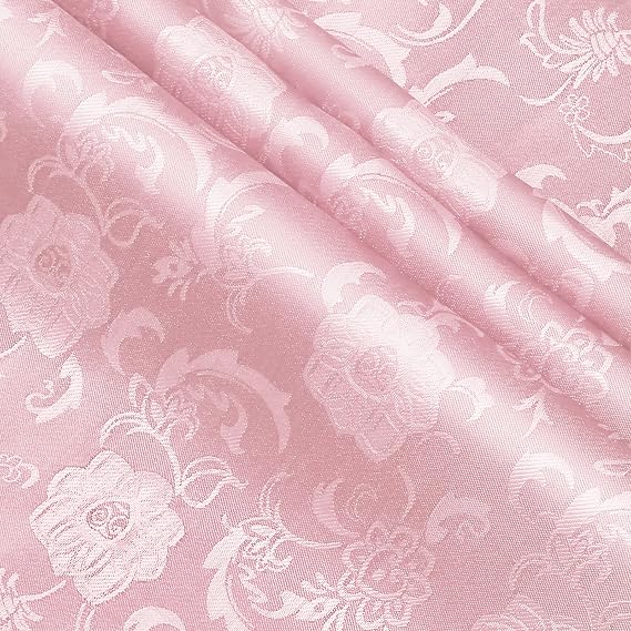 KKJIAF 10 Yard Light Pink Satin Jacquard Fabric 60" Wide for DIY Crafts | Soft & Breathable Sunflower Pattern Silky Brocade for Tablecloth, Table Runner, Napkins, Dress, Bedding Sheet
