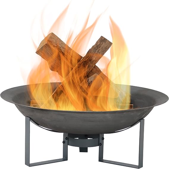 Sunnydaze 24-Inch Cast Iron Modern Outdoor Fire Pit Bowl with Stand | Patio Firepit for Outside Wood Burning, Portable Design for the Deck, Camping, Tailgating and Backyard