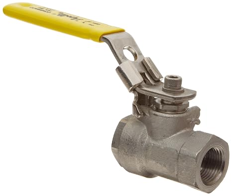 Apollo 76F-100-A Series Stainless Steel Ball Valve, Two Piece, Inline, Latch-Lock Lever with Nut, 2" NPT Female