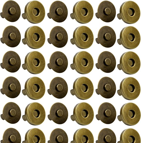 MYUBWTF 20 Set Magnetic Button Clasp Snaps, 3/4 Purse Magnetic Bag Fastener Clasp, Magnetic Button Replacement Kit for Sewing, Craft, Purses, Bags, Clothes, Leather (Antique Brass)
