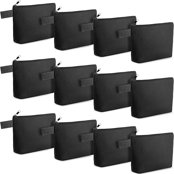 Weewooday 12 Pack Blank Canvas Makeup Bags DIY Sublimation Pouches, Black