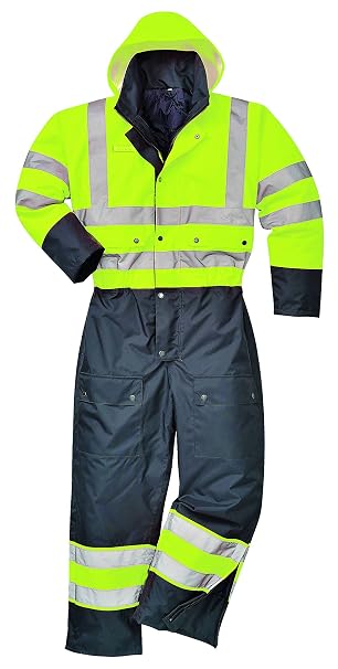 Portwest S485 Hi-Vis Contrast Winter Coverall Quilt Lined Cell Phone Pocket