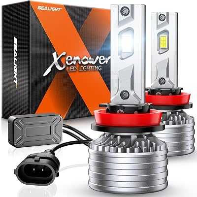 SEALIGHT H11H8H9 Fog Bulb, X4I 70,000LM Super Bright H11 Light Powersport, Cool White with Cooling Fan, Plug and Play, Pack of 2