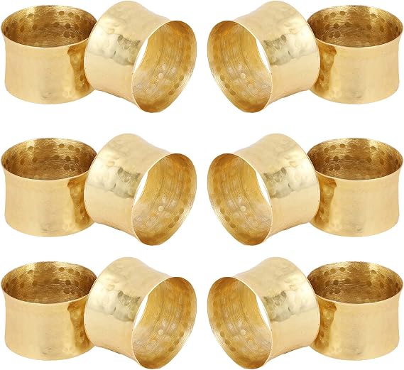 ITOS365 Gold Napkin Rings Set of 12, Handmade Hammered Metal Napkin Ring Holders for Dining Table, Wedding, Parties & Everyday Table Decor