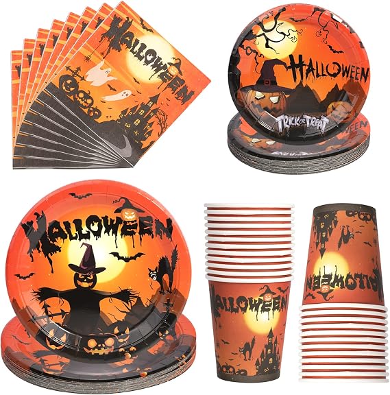 Halloween Party Supplies Tableware Set Serves 24 Guests