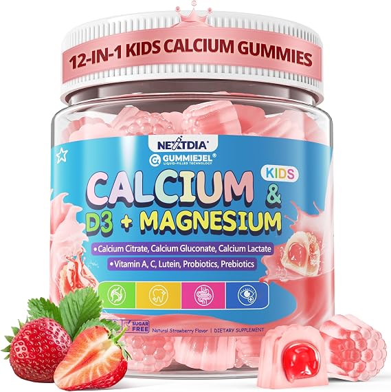 Kids Calcium Gummies + D3 & Magnesium for 4+, for Children Bone Health