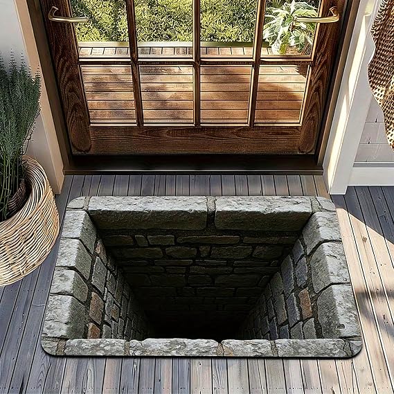 Optical Illusion Door Mat, 50x80x2cm 3D Hole Rug, 3D Trap Optical Visual Illusion Rugs, Playroom Floor Carpet Mat Non-Slip for Indoor Outdoor Entrance, Living Room, Office, Bedroom, Porch Decor