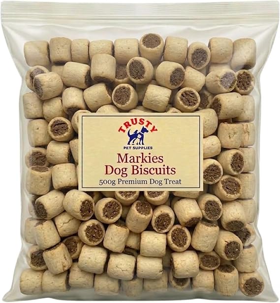 Markies Dog Biscuits 500g | Crunchy Dog Biscuit with Meaty Centre | Training Treats for Dogs | Dog Treats for Small Dogs, Medium & Seniors | Dog Biscuits & Snacks | by Trusty Pet Supplies