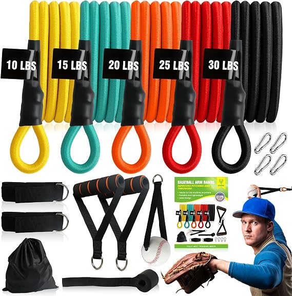 Baseball Arm Bands Training Kit, 5-Level Baseball Resistance Bands Set