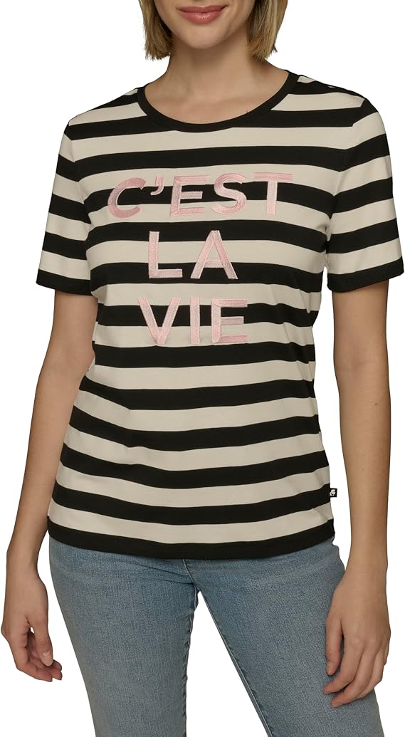 Karl Lagerfeld Women's Soft Everyday Essential Casual T-Shirt