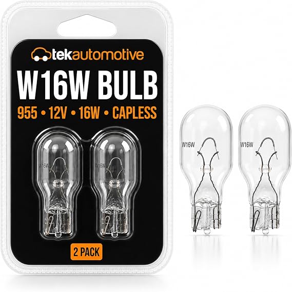 Tek Automotive W16W Bulb 955 12V 16W Brake Indicator Reverse Light - 2 Pack