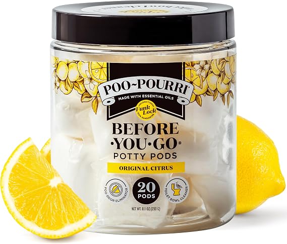Poo~Pourri Original Citrus Before-You-Go 2-in-1 Toilet Potty Pods 20ct - Bathroom Odor Remover & Toilet Cleaner - Plant Based Ingredients & Essential Oils - with Lemon, Bergamot, Lemongrass Scent