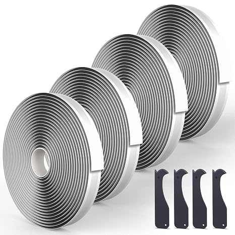 Black Butyl Seal Putty Tape - 1/8" x 3/4" x 30 ft (4-Pack) - Camper/RV Window Repair, EPDM Rubber Roof Pipe Patching, Pool & Boat Sealing