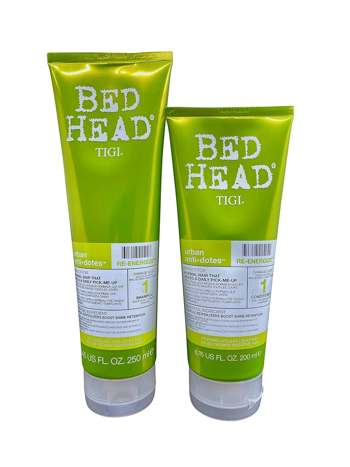 Tigi Bed Head Re-Energize Shampoo 8.45oz  Conditioner 6.76oz