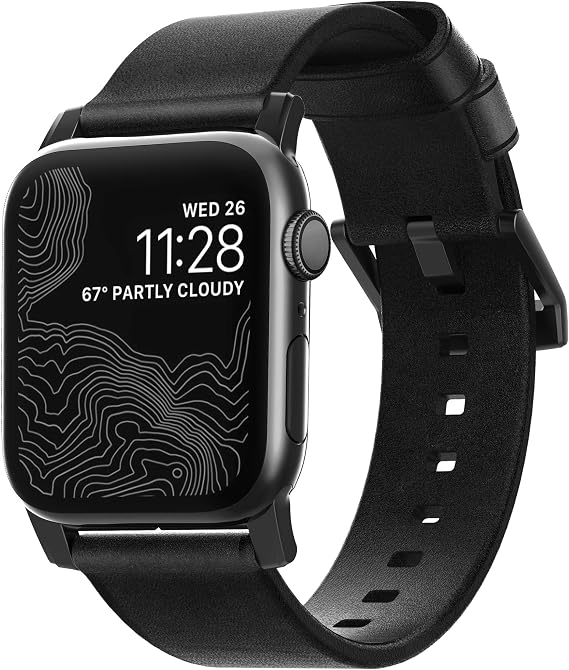 NOMAD Modern Band for Apple Watch 44mm/42mm | Black Horween Leather | Black Hardware