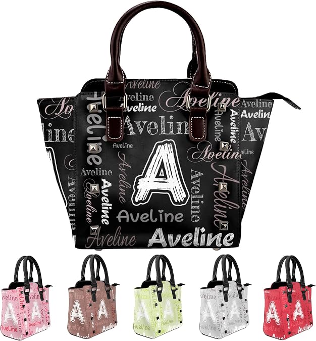 Custom Name Leather Handbag For Women Customized Tote Bags For Woman Personalized Purse With Strap