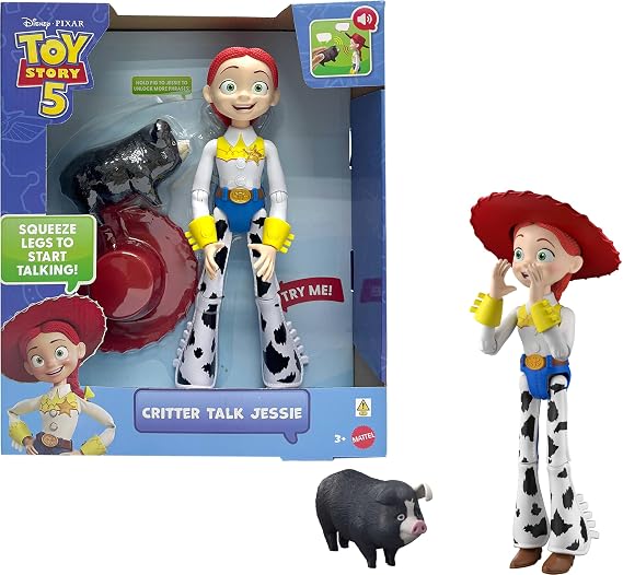 Mattel Disney and Pixar Toy Story 5 Critter Talk Jessie | 12-inch Posable Action Figure Toy & Jimmy Dean, 35+ Movie Sounds & Phrases, English Language