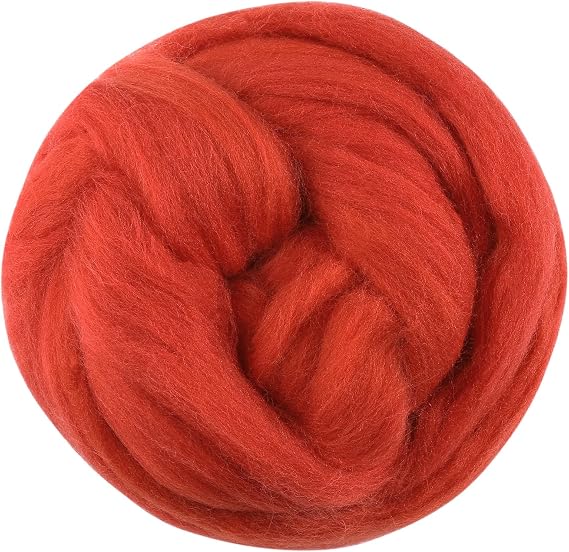 3.53oz Needle Felting Wool Roving for Needle Felting Dark Red Felting Wool