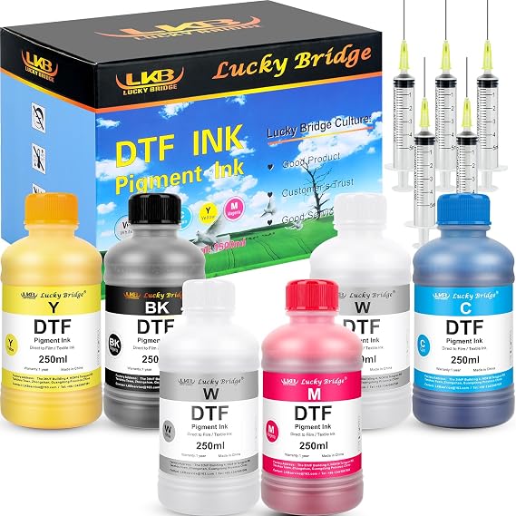 6x250ml DTF Ink Premium Pigment Ink for PET Film Heat Transfer Printing Refill Ink for All DTF Printer with printhead DX5 DX7 5113 XP600 I3200 etc.-(1500ml)-US