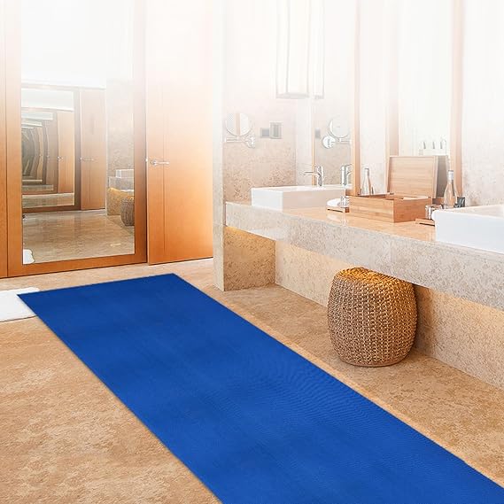 WLWLEO Drainage Floor Mats 3x10 Ft Commercial Wet Area Non Slip Anti Fatigue Mat for Pools Bathroom Entrance Hallway Garage Mall Waterpark Bar Heavy Duty PVC Hollow Door Mat,Blue,0.93M/310FT