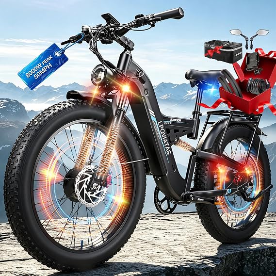 8000W-Peak-Dual-Motor-Electric-Bike for Adults,52V 30Ah Battery Max 50MPH