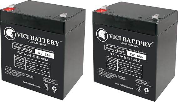 Vici Battery 12V 5Ah UPS Battery for Topin 12V5AH/20HR - 2 Pack Brand Product