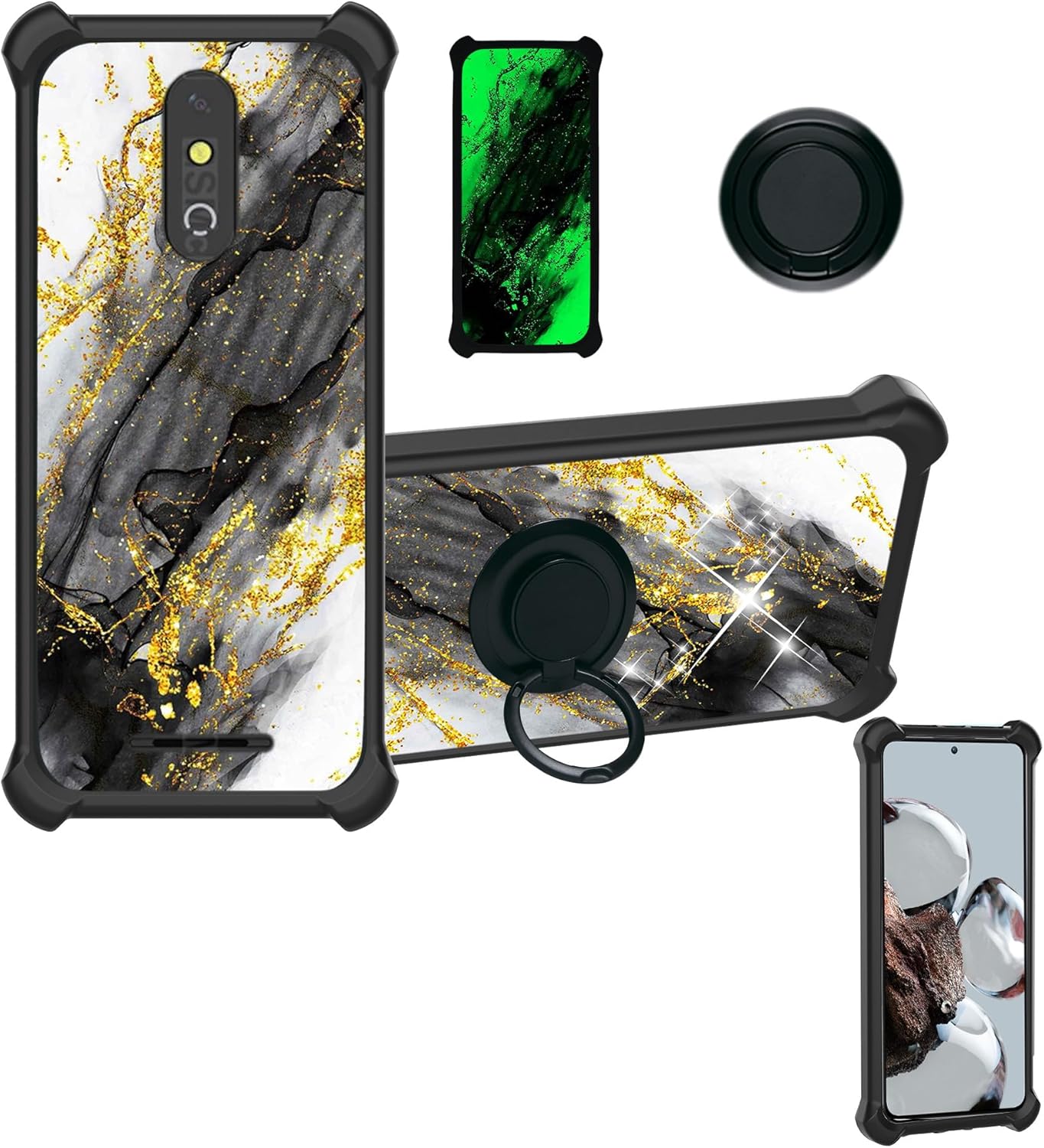 Nuu A11l Case Compatible with Nuu Mobile A11l Phone Case Cover [Hard PC  Soft Silicone][Gold GlitterLuminous] JSH-HDL