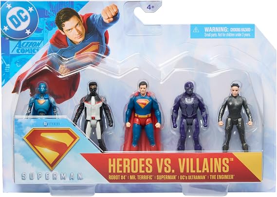 DC Comics, SUPERMAN Heroes Vs. Villains 5-Pack, 7-cm Action Figure, Stylised Superhero Figures with Dynamic Poses and Battle Ready Armour, Kids’ Toys for Ages 4+