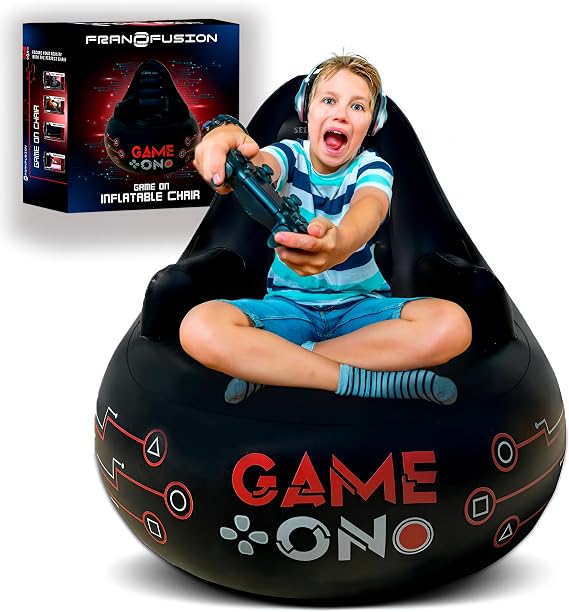 Huge Inflatable Gaming Chairs for Adults, Kids & Teens of All Ages - with Cup Holders & Side Pocket - Premium Game Chair for Gaming Room Decor, Video Gaming, and Comfortable Seating