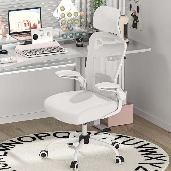 Mimoglad Office Chair, High Back Ergonomic Desk Chair with Adjustable Lumbar Support and Headrest, Swivel Task Chair with flip-up Armrests for Guitar Playing,