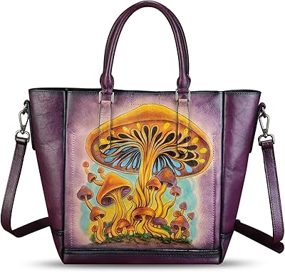 Genuine Leather Handbag for Women Hand Painted Leather Top Handle Satchel Handmade Crossbody Purse Tote Bag