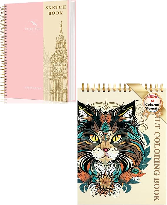 FLYING EAGLE Hardcover Sketchbook for Drawing 8.5 x 11 & Animal Coloring Book for Adults