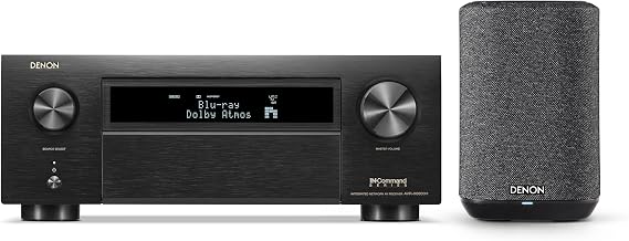 Bundle of Denon AVR-X6800H 11.4 Channel AV Receiver - 140W/Channel, Wireless Streaming via Built-in HEOS + Denon Home 150 NV Wireless Speaker (Black), 1" Tweeter, 3.5" Woofer