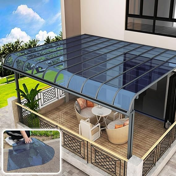 Transparent Polycarbonate Roofing Sheet, Outdoor Patio Greenhouse Panels, UV Rain Protection Rain Pergola Roof Panels, for Patios, Partitions, Etc, Roof(Blue,2X 3.3ft)