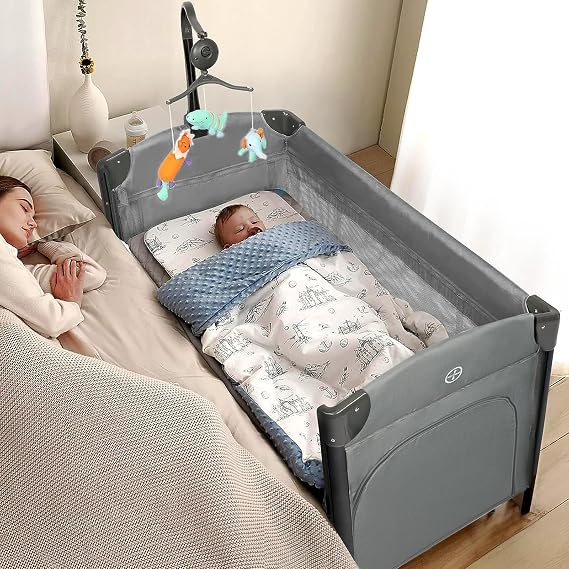 JOYMOR 3 in 1 Baby Bedside Bassinet, Portable Pack n Play for Baby