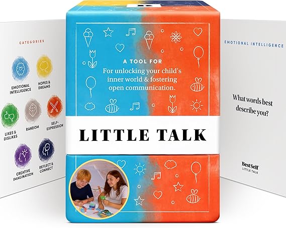 Little Talk Conversation Cards for Kids 170 Prompts for Social Skills, Family Games, Travel & Therapy BestSelf Deck for Ages 4-12, ADHD Tools, Homeschool Gifts & Road Trip Activities