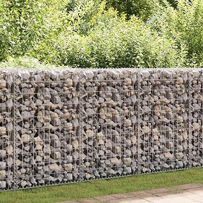 Tidyard Gabion Wall, Galvanized Steel Mesh Grid with Covers 78.7x23.6x39.4 Inches for Garden Landscaping, Retaining Walls and Outdoor Privacy Protection