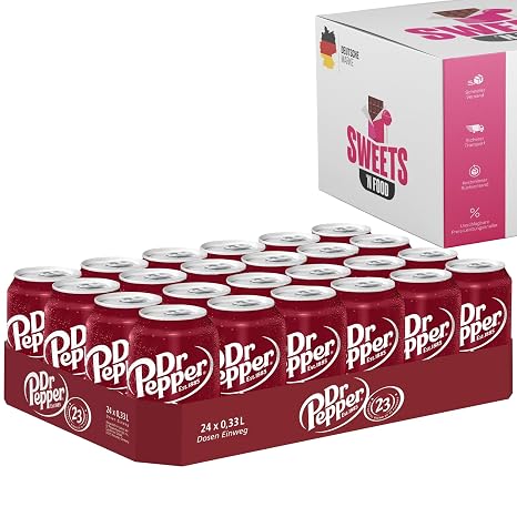 Dr. Pepper Soft Drink 24 x 330 ml Cans - Original Cherry & Vanilla - Iconic Refreshment with Unique Taste - Carbonated Soft Drink (Dr. Pepper Original 24 x 330 ml)