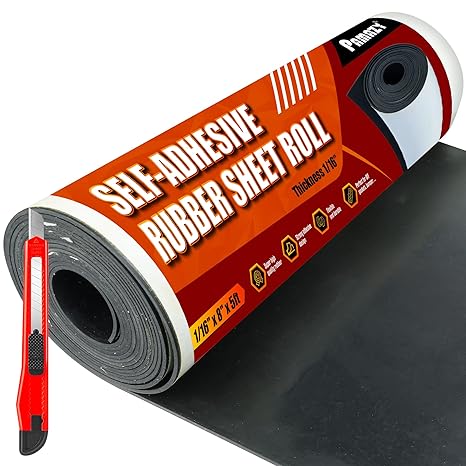 1/16" Self-Adhesive Neoprene Rubber Sheet Roll, 8" x 5 ft, Knife Included