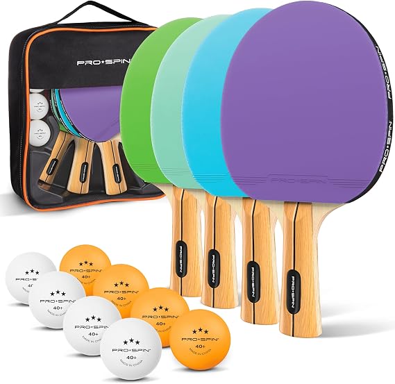 PRO-SPIN Ping Pong Paddles - High-Performance Set with Premium Table Tennis Rackets, 3-Star Ping Pong Balls, Compact Storage Case | Professional Quality Ping Pong Paddle Set | Indoor & Outdoor Games