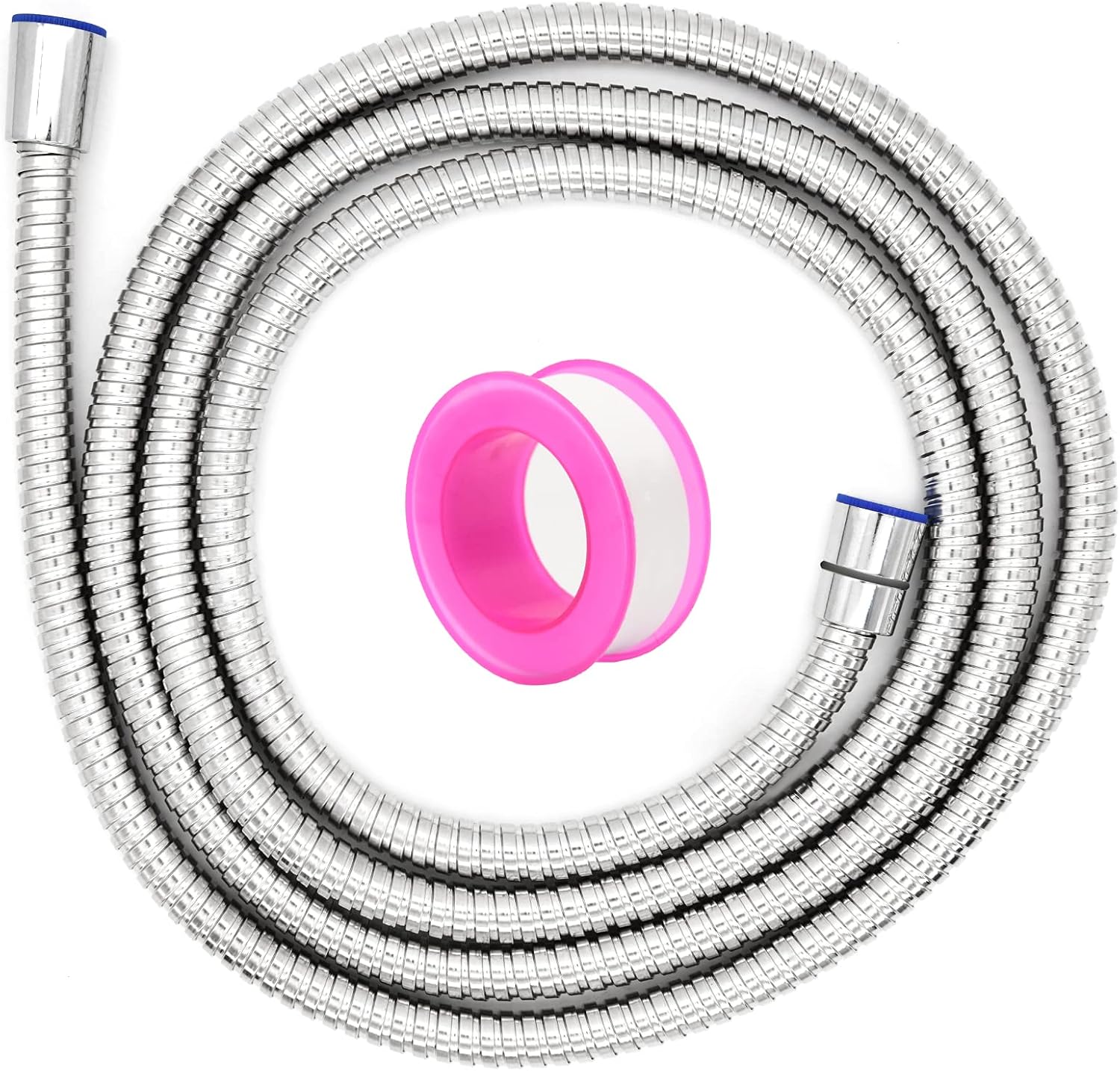 Metal Shower Hose Replacement，96 inch Extra Long Chrome Handheld Shower Head Hose - Lightweight And Flexible