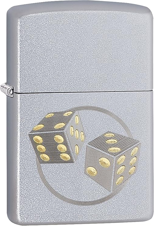 Zippo Dice Pocket Lighter, Satin Chrome