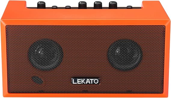 LEKATO Mini Guitar Amplifier with Clean Overdrive Effects 5W Rchargeable Electric Guitar Amp Small Bass Amplifier Bluetooth Bass Amplifier for Daily Practice,Orange